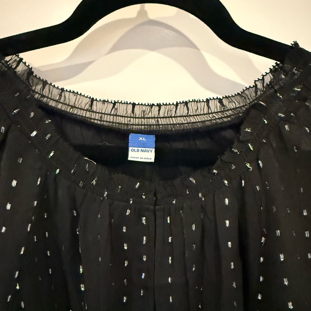 Old Navy Chic Black Sheer Dress with Gold Accents - Picture 2 of 2